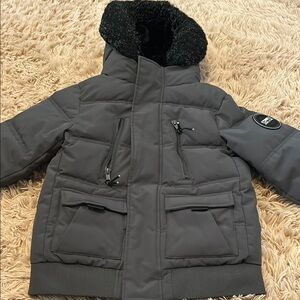Gray Hooded Puffer Jacket